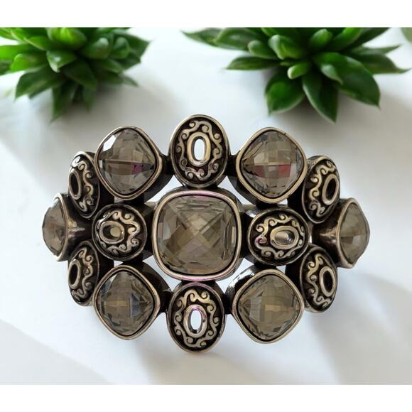 BRIGHTON VENUS RISING Swarovski Crystal Hinge Silver Bracelet Retired Piece